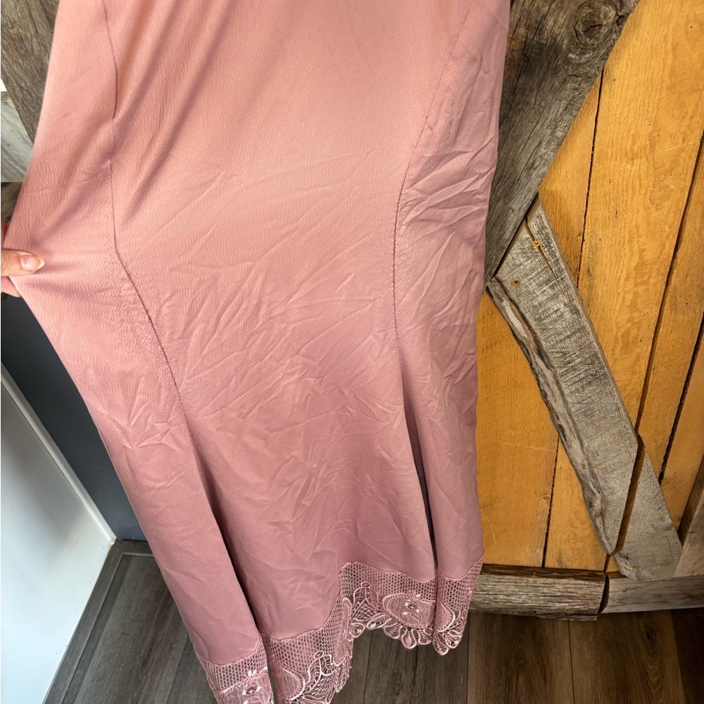 Free People Flutter Maxi Dress - a dusty rose-colored dress with lace trim - Picture 6 of 13